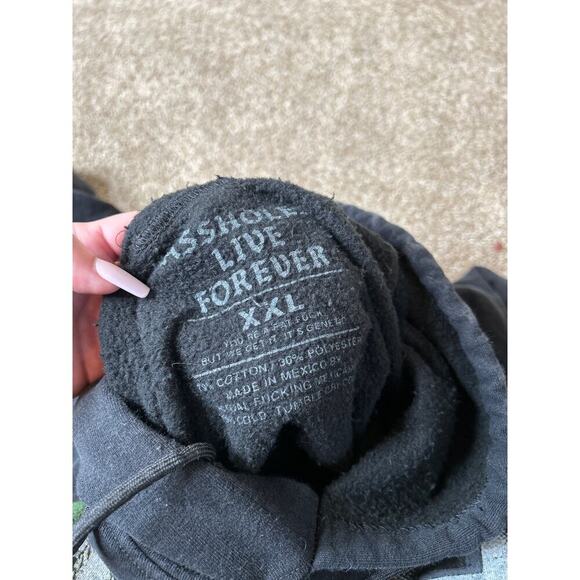 A$$ Holes live forever black Metallica style hoodie sweatshirt Men's SZ XXL - Picture 5 of 7